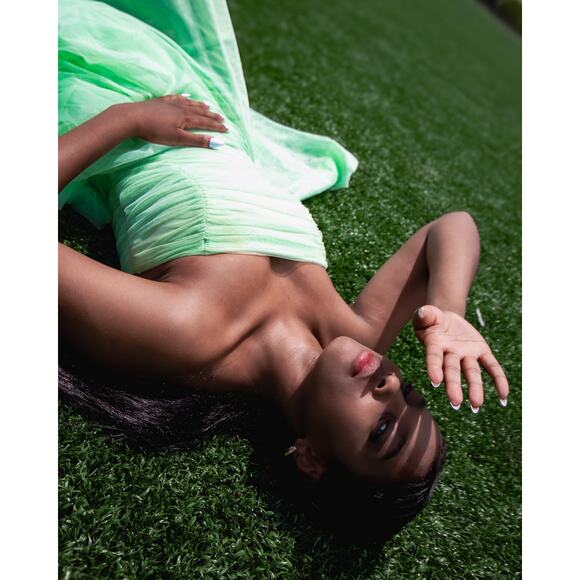 Vintage Masquerade Lime Green Neon Handkerchief Hem Dress - Picture 2 of 10